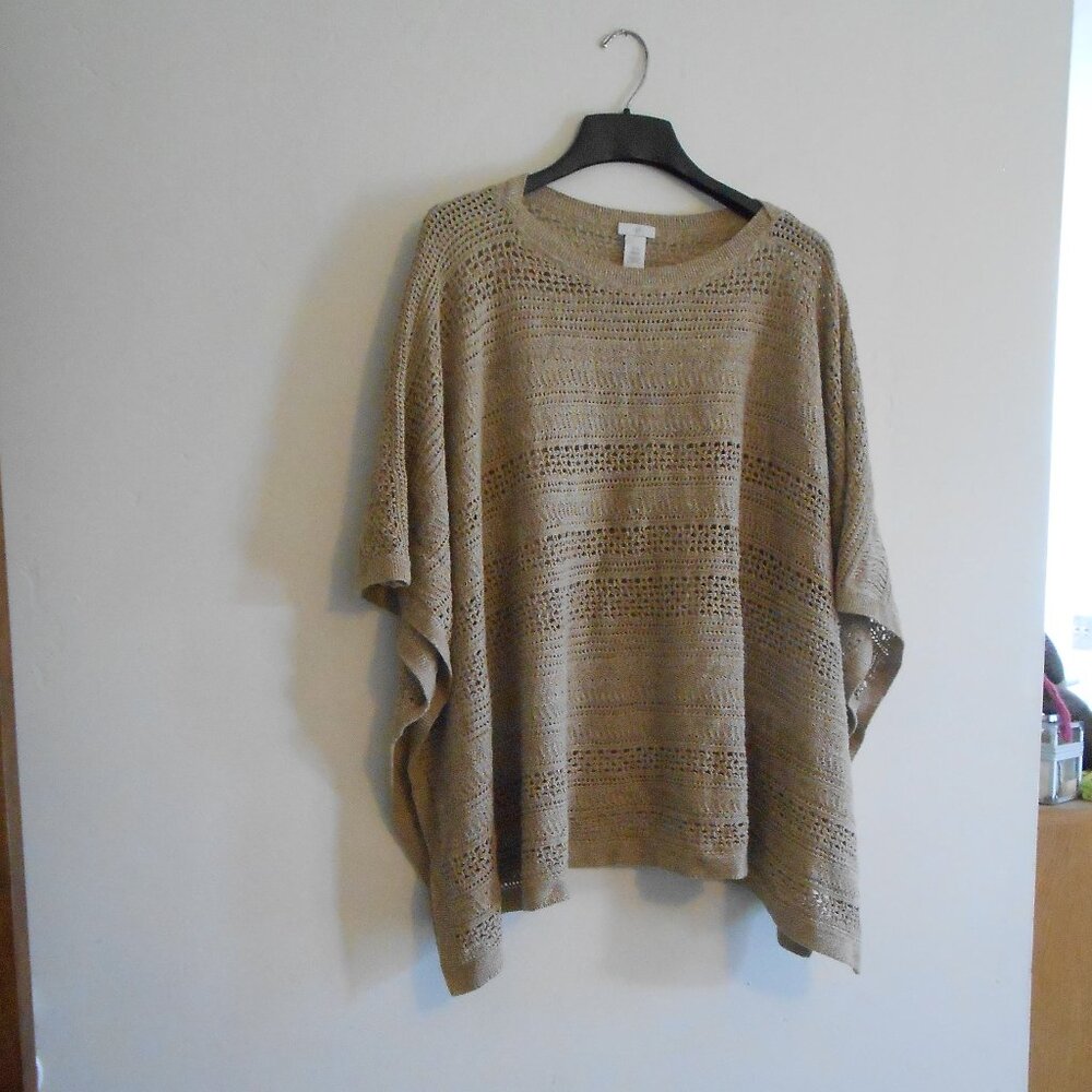 J. JILL Knit Sweater Shell, Tan, Kimono style sleeves, Size XL-3X